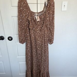 Magnolia Brown Floral Maxi Dress